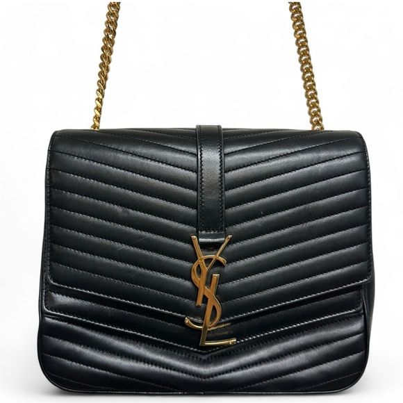 YSL 2018 Medium Chevron Lambskin Monogram Sulpice Bag crossbody bag - Picture 1 of 6